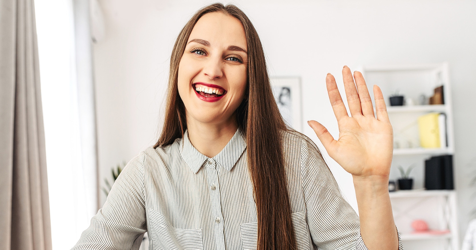 Woman hosting an online zoom session